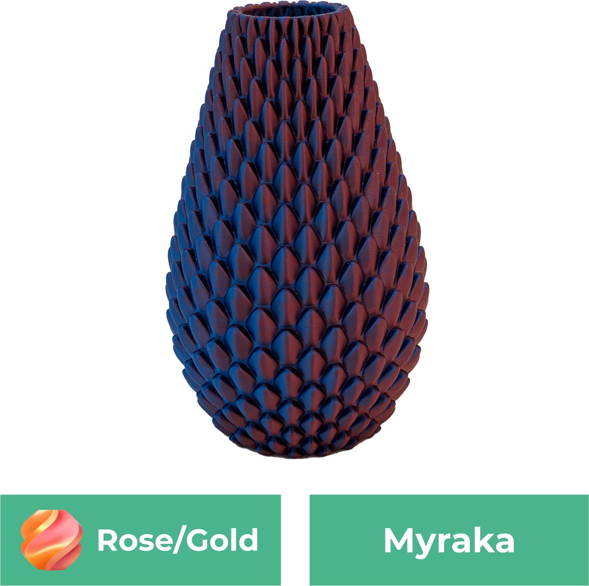 Lovora Myraka design vaas – Decoratieve vaas - Roze / Goud - 3d geprinte vaas – geschikt voor droogbloemen - 34CM