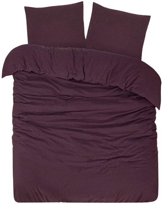 DoubleDry Dekbedovertrek Flanel - 200x200/220 cm Tweepersoons - 100% Zacht Katoen - Ademend & Huidvriendelijk - OEKO-TEX & BSCI Gecertificeerd - Paars