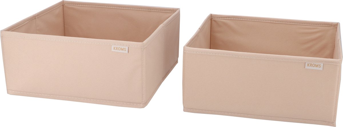 KROMS Lade organizer bakjes 28x28x13cm 2-delig - Zand - Kleding opbergbox– Kleding organizer opbergsysteem – Lade organizer kledingkast & IKEA PAX – Kleding organizer opvouwbaar