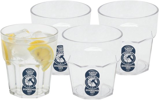 Set van 6 glazen op voet in bubbelglas, Faraji