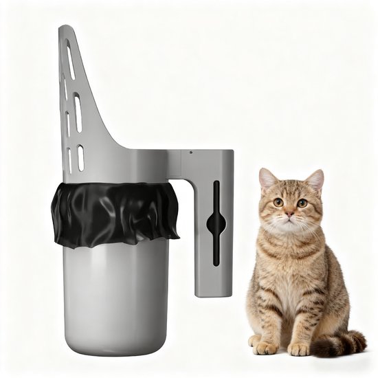 Kattenbakschep met grote capaciteit kattenbak, afneembare diepe kattenschep met 120 stuks navulzakken, grote capaciteit, draagbare kattenschep