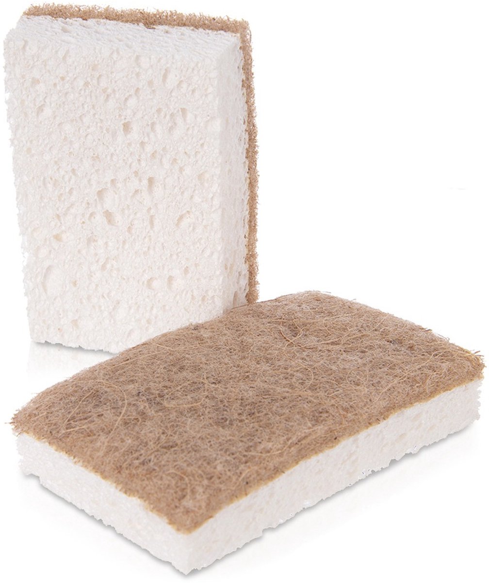Orion Eko Serie - Natuurlijke Keukenspons - 2 Stuks - Dubbelzijdig - Biologisch Afbreekbaar