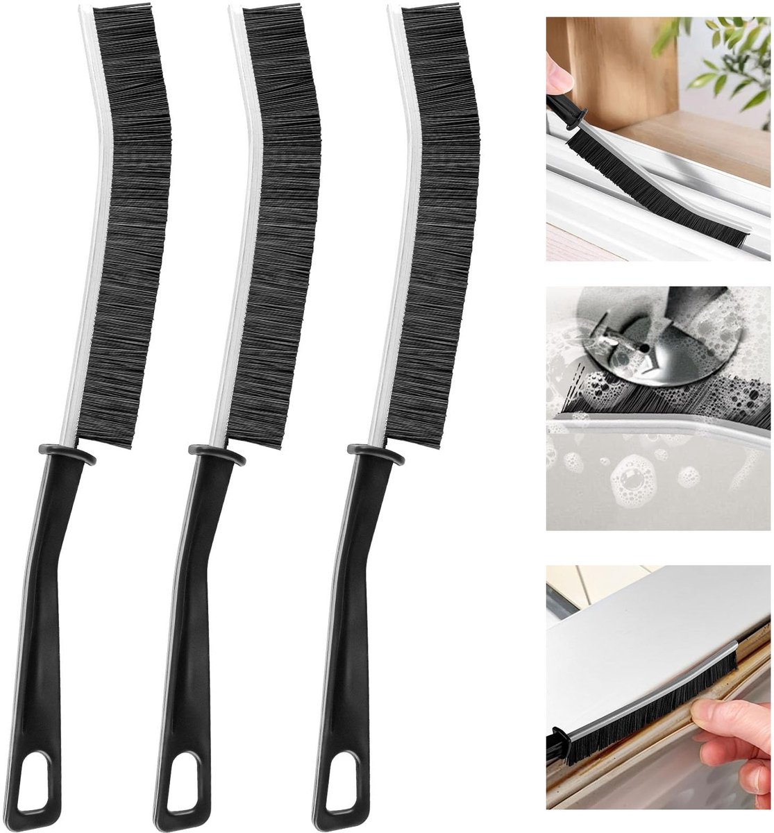 Unyqoos® Set van 3 stevige reinigingsborstels voor kieren en hoeken in huis