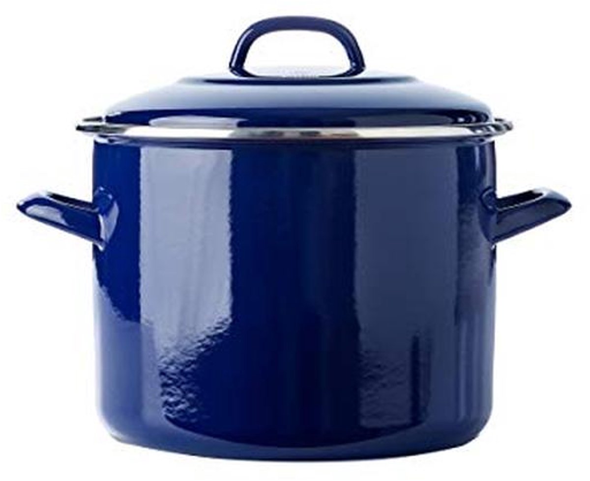 Emaillen Kookpan met Deksel - 24 cm, Inductie, Oven-, en Vaatwasserbestendig