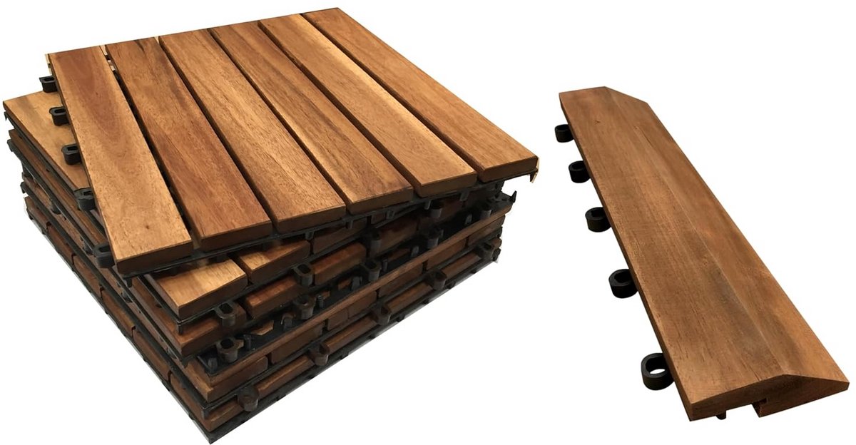 Hoogwaardige Hardhouten Terrastegels 30x30 cm - Eenvoudig Kliksysteem voor Balkon en Tuin