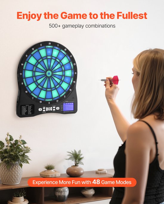 Elektronisch dartbord met LED-display, 48 spellen en meer dan 500 variaties, inclusief 6 darts met flights en 50 soft tips, LCD-cricket scorebord - geschikt voor maximaal 8 spelers — afbeelding 3