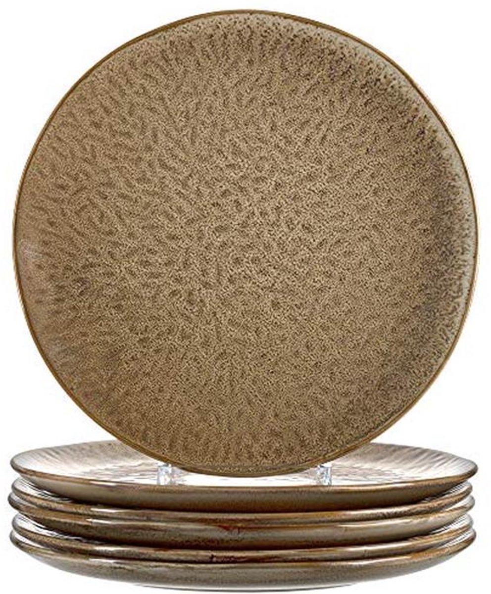 Set van 6 keramische borden in beige