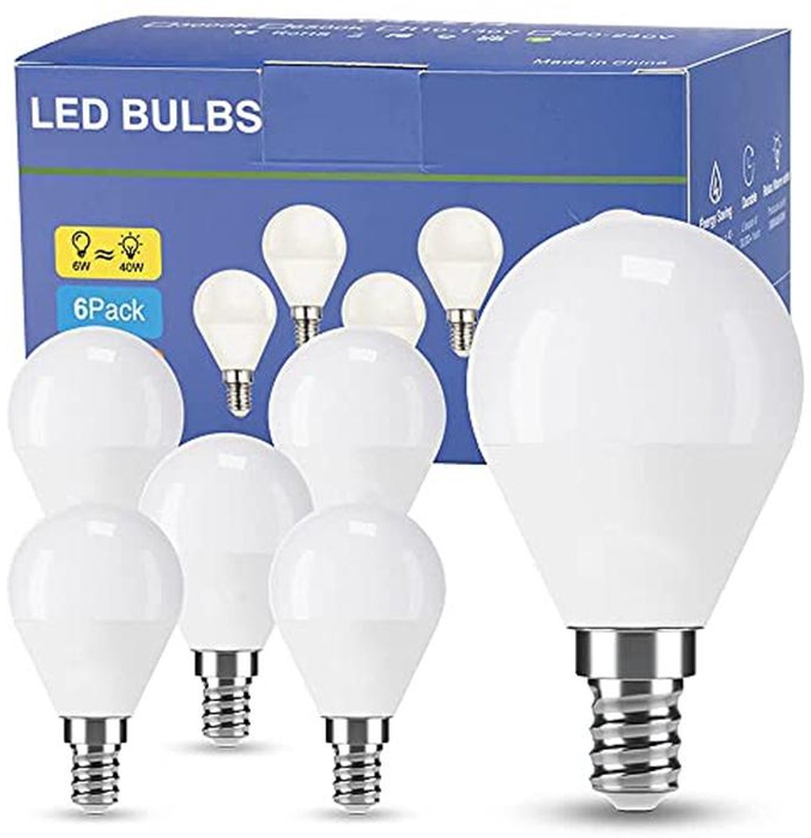 LED-lamp G45 E14 - Warm licht, 6W waarbij 40W gloeilampen vervangen worden, Energiebesparend 550 lumen, niet dimbaar, 6 stuks