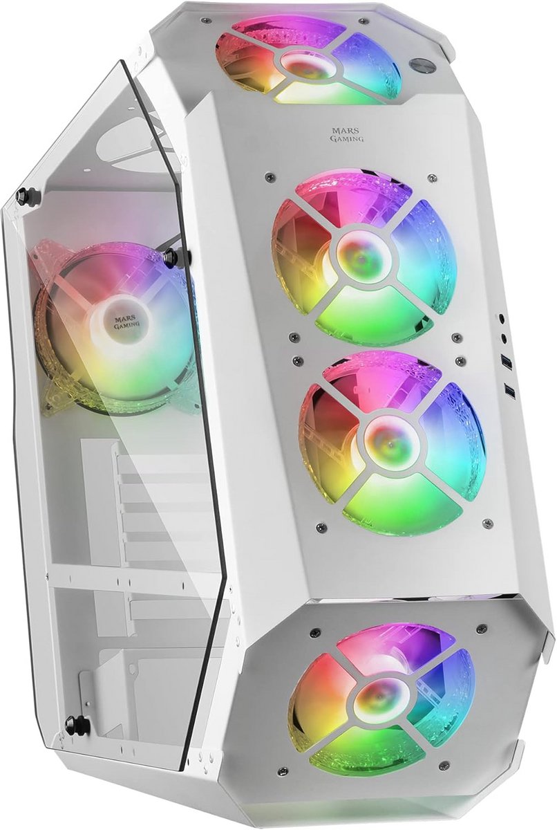 Gaming PC Behuizing ATX met Dubbel Gehard Glas en 5x 12cm RGB Ventilators