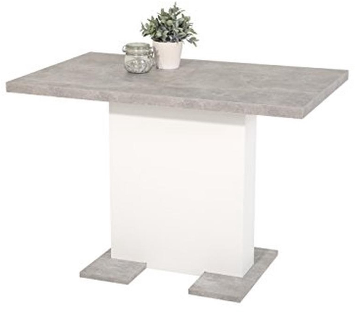 Uitbreidbare eettafel van hout met betonlook - 110-150 cm