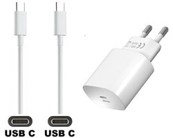 OneOne 25W super snellader + 1,5m sterke USB C naar C kabel. PD lader. Oplader adapter past op HTC Desire 19s, Desire 20 Pro, Exodus 1, U Play, U Ultra, U11, U11 Eyes, U11 Life, U11 plus +