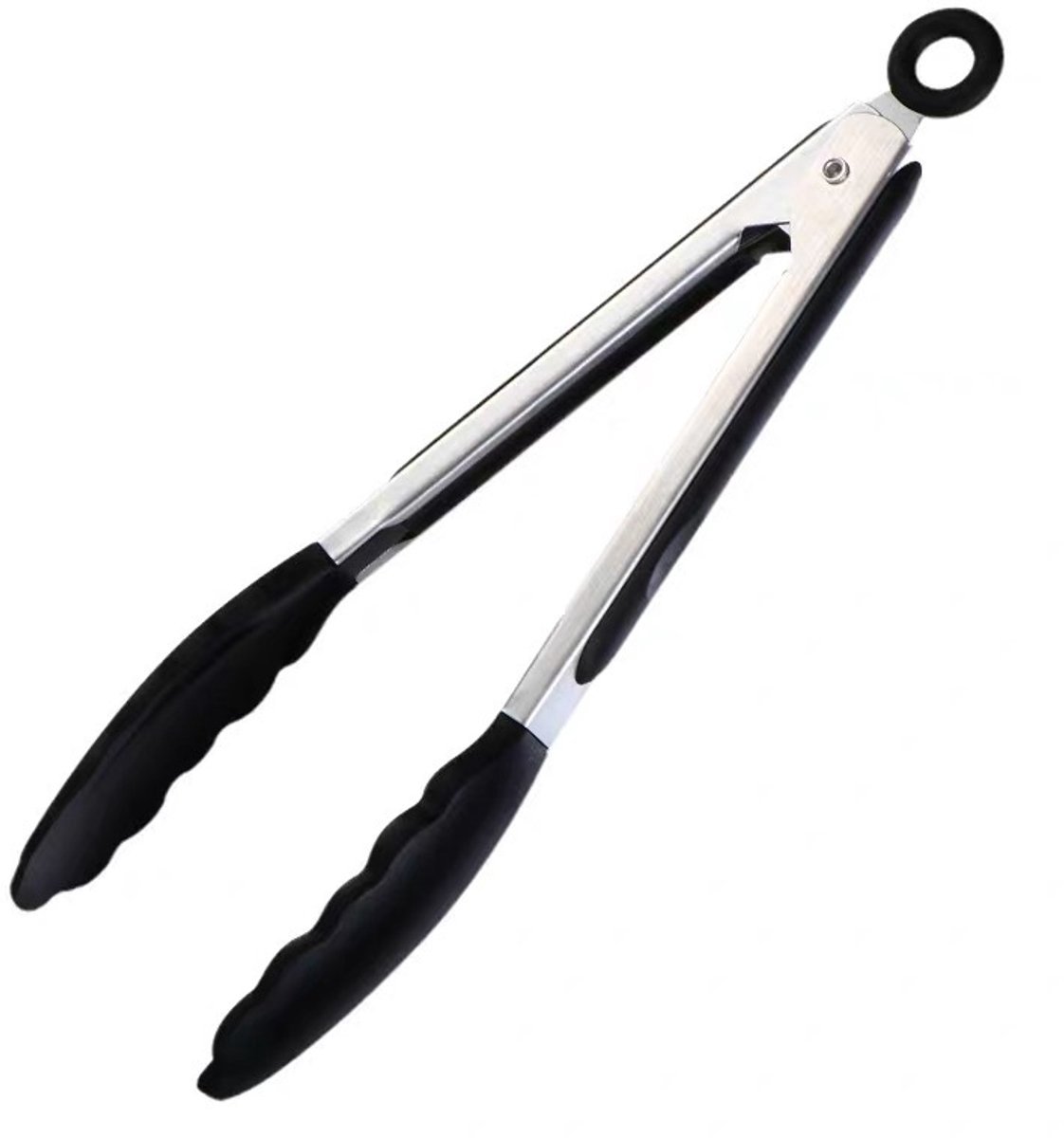 2x Vleestang klein - Keukentang - BBQ tang - Gourmet tang - Anti slip handvat - Met slot - Met ophangoog - 21cm - RVS - Jonyx