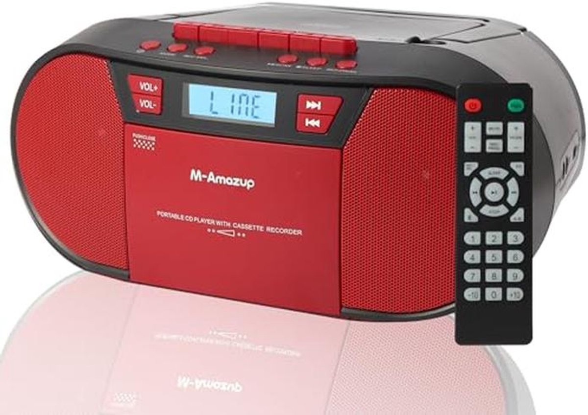Draagbare CD-speler en cassettespeler met Bluetooth en FM-radio