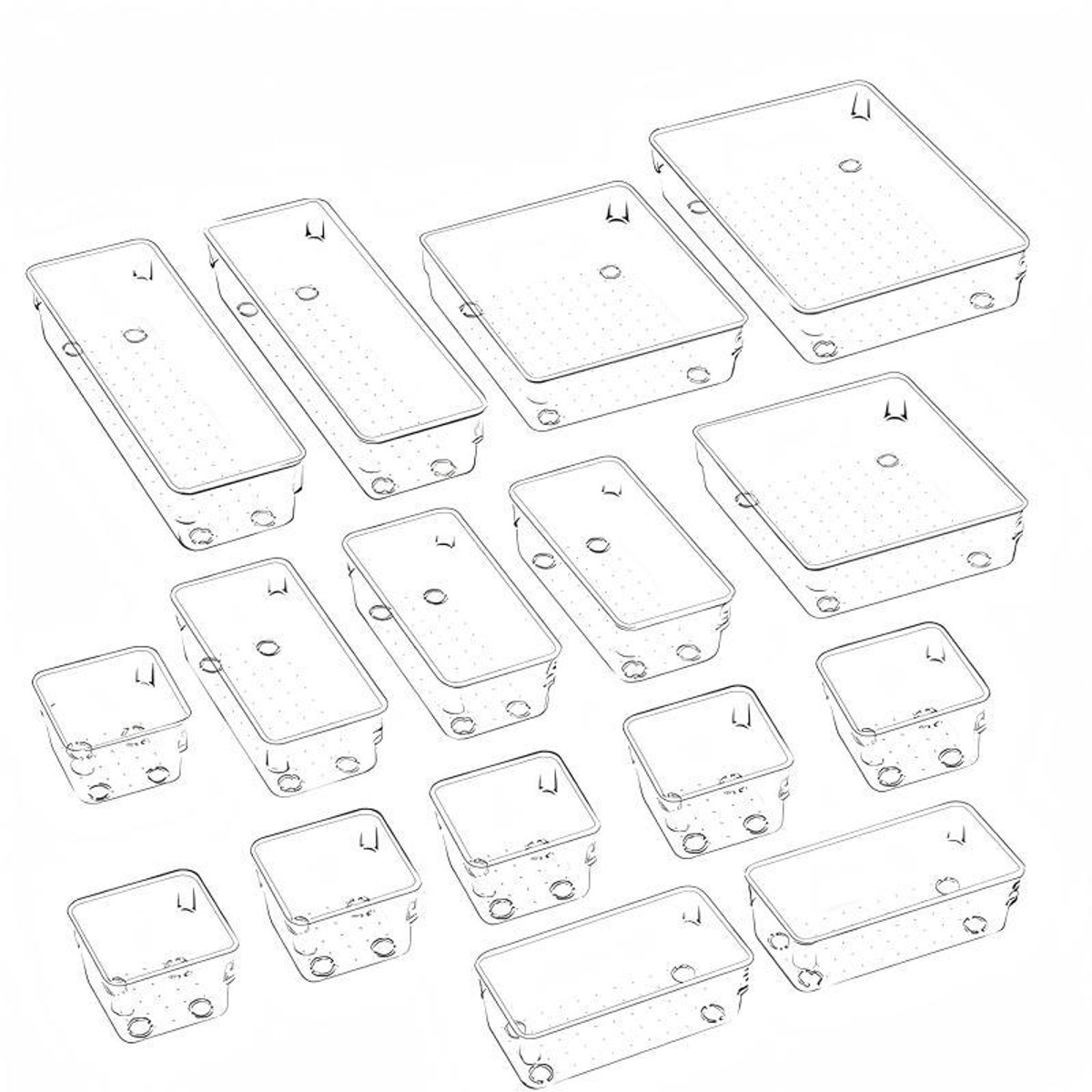 Bureaulade-organizer - koelkastorganizer met 4 maten make-up opberglade - plastic opberglade voor keuken - slaapkamer - kantoor - servies - cosmetica - sieraden - B - 16PCS