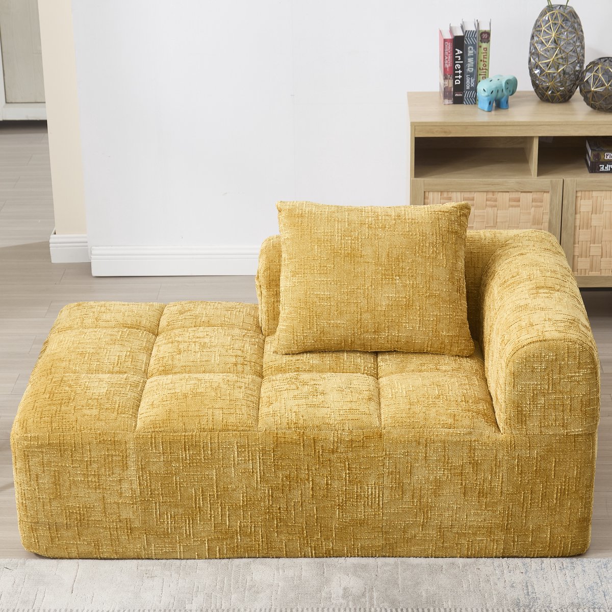 OKWISH Chaise-Loungebank - 2-Zits - met Zijvak & Kussen - Wolkenachtig Comfort en Snelle T