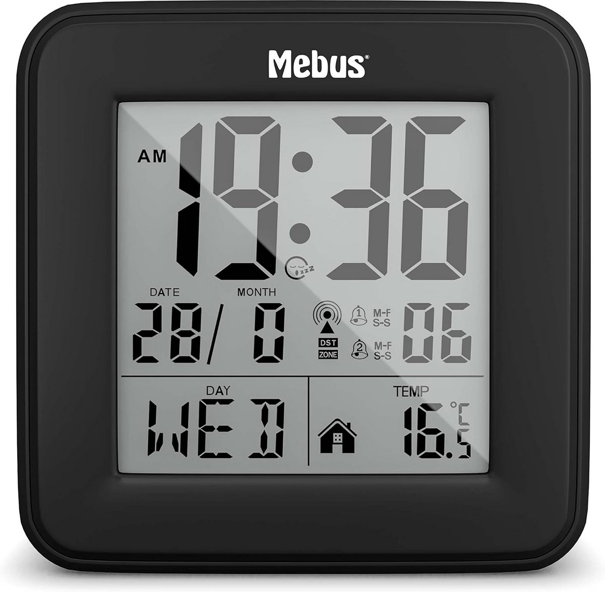 Digitale Wekker met Snooze, Kalender en Binnenthermometer - Automatische Tijdinstelling