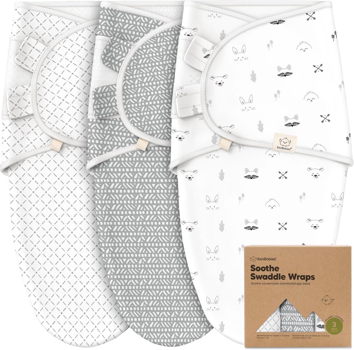 Biologische Babydekens - 3-Pack Wikkels voor Pasgeborenen 0-3 Maanden