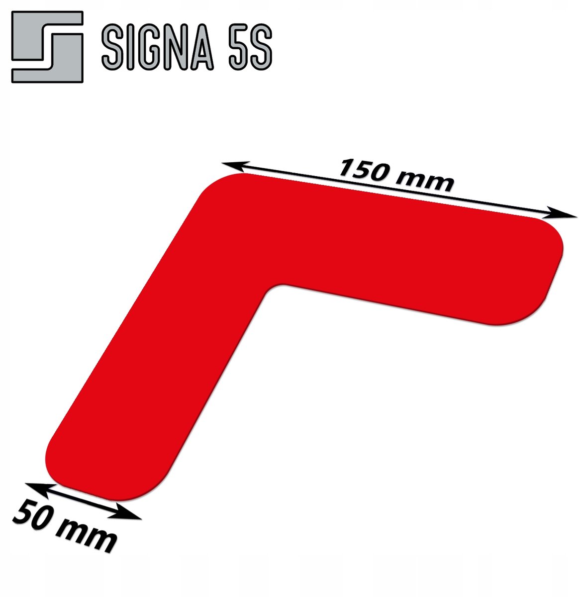 SIGNA 5S Vloermarkering Hoek Vorm LD 50 150x150mm Rood