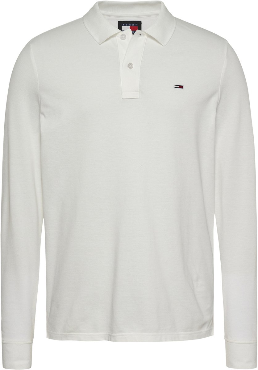 Tommy Jeans Poloshirt Tjm Slim Placket Polo Ls Dm0dm20232 Ybl Ecru Mannen Creme