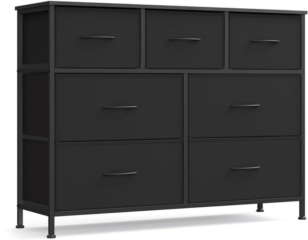 Opbergkast met stoffen laden – 98,8 cm – Ink Black/Ebony Black