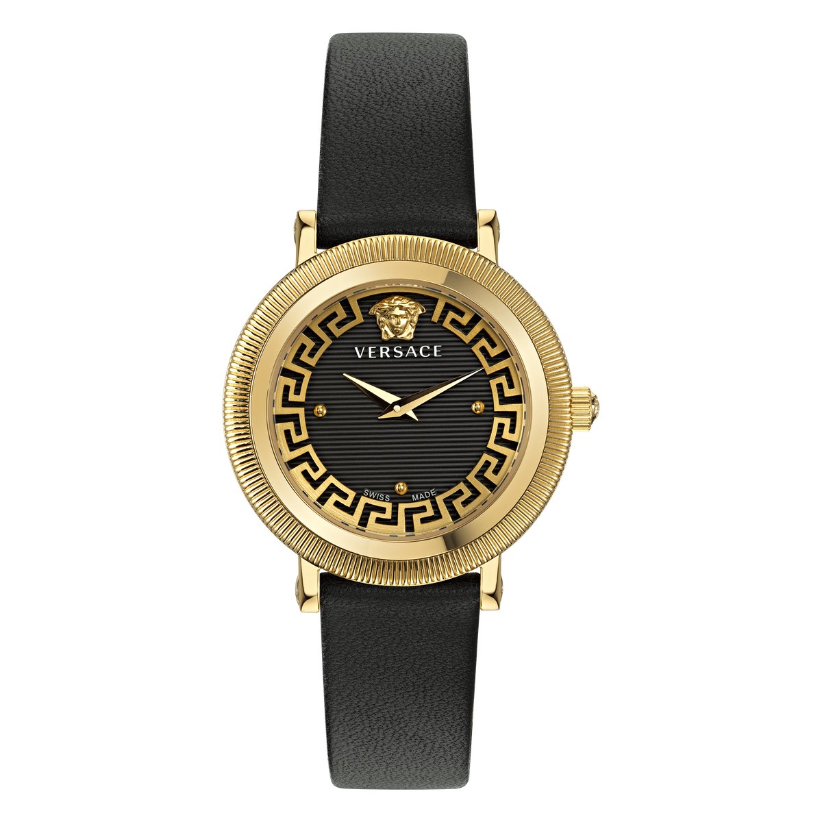 Versace Greca Flourish VE7F00323 Horloge - Leer - Zwart - Ø 35 mm