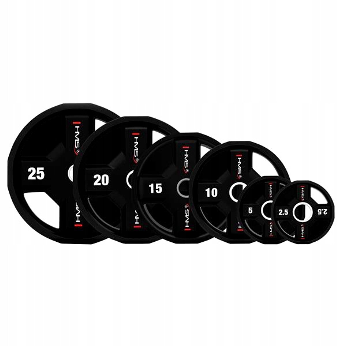 HMS TPC25 Olympische Gewichtsschijf 25KG - Zwart Gecoat Rubber