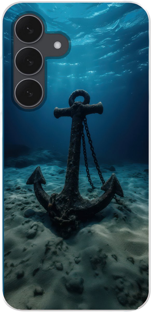 Telefoonhoesje Geschikt voor Samsung Galaxy S25 FE hoesje - Anker - Ijzer - Zeebodem - Zand - Siliconen Telefoonhoesje Telefoonhoesje