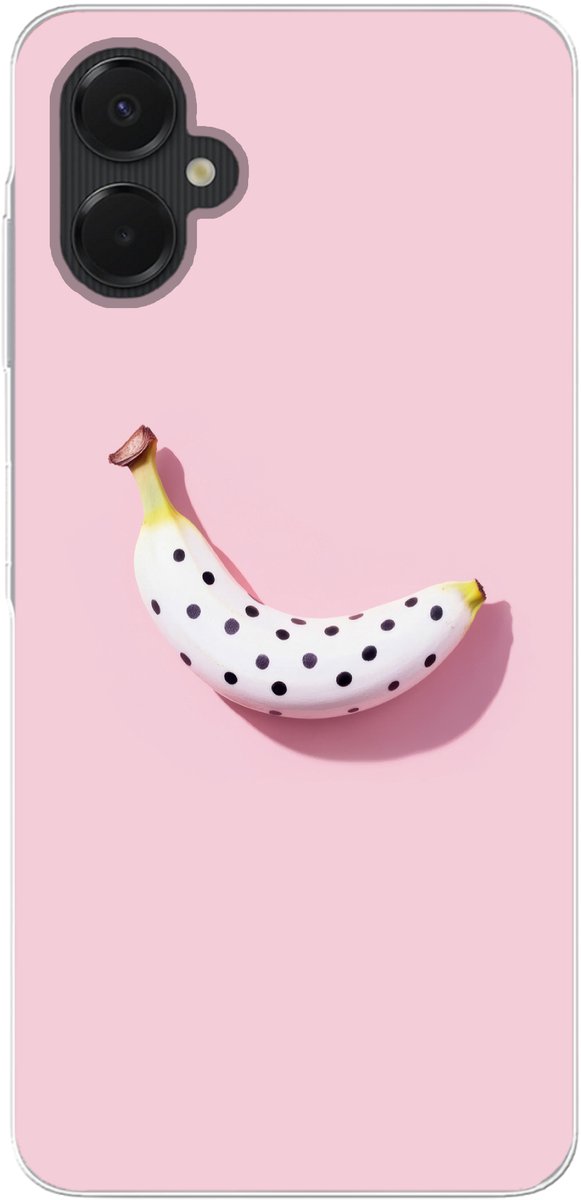 Telefoonhoesje Geschikt voor Samsung Galaxy A06 5G hoesje - Banaan - Stippen - roze - Siliconen Telefoonhoesje Telefoonhoesje