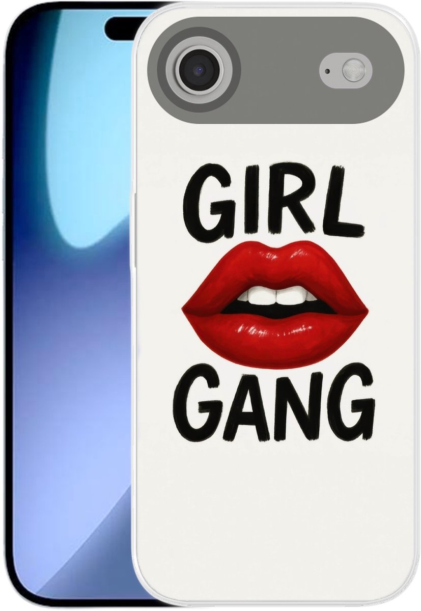 Telefoonhoesje Geschikt voor iPhone Air hoesje - Lip - Girl - Rood - Letters - Siliconen Telefoonhoesje Telefoonhoesje