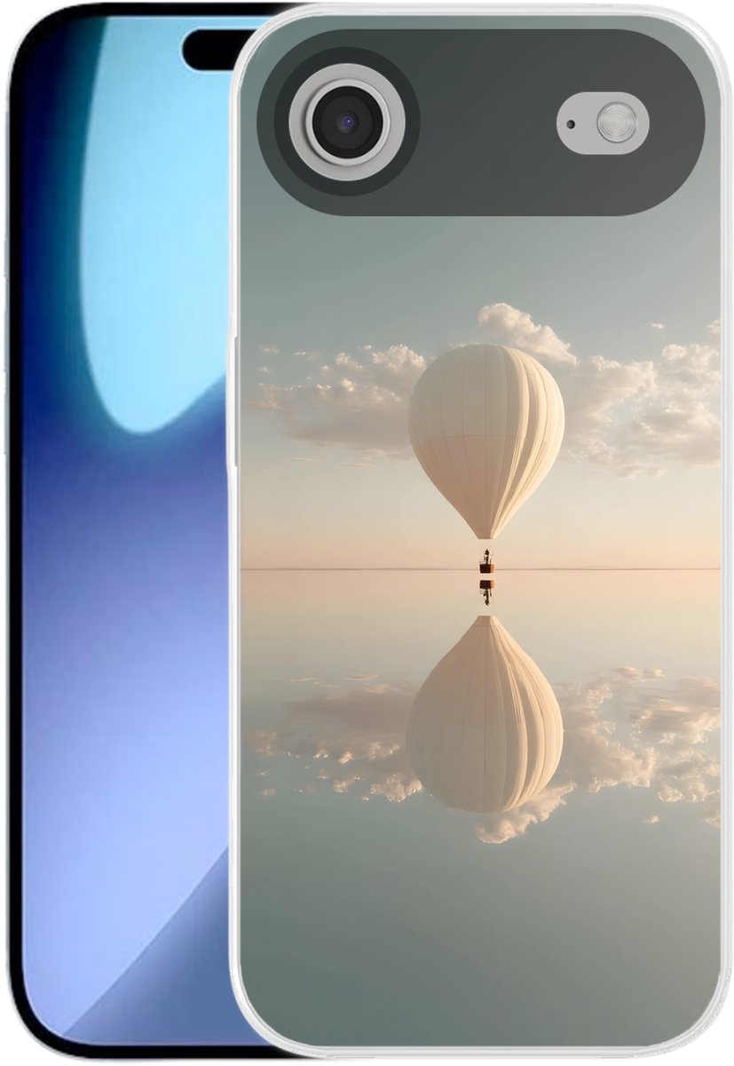 Telefoonhoesje Geschikt voor iPhone Air hoesje - Luchtballon - Wolken - Water - Blauw - Siliconen Telefoonhoesje Telefoonhoesje