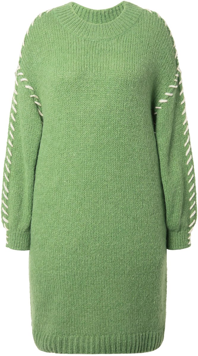Studio Untold - Dames - Gebreide jurk oversized mooie naden - Appelgroen - Maat 42+