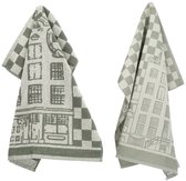 Torchon de cuisine et torchon de Luxe Rijksmuseum Canal House Vert foncé GOTS du château de Bunzlau | 100% coton biologique | Torchon 60x53cm et Torchon 65x65cm