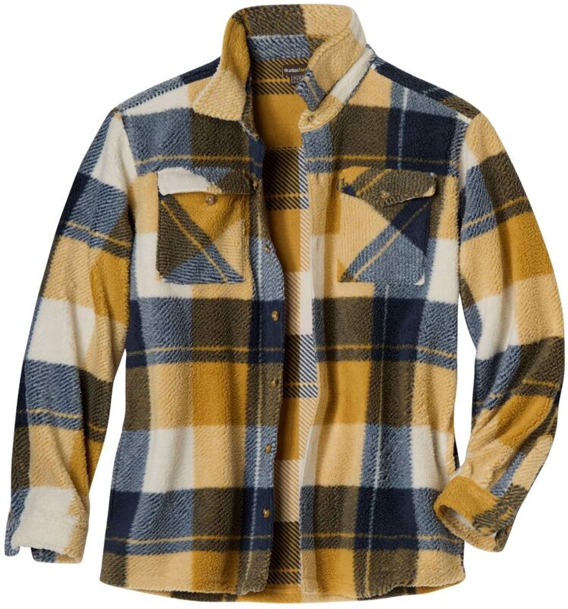 ATLAS FOR MEN - Geruit overshirt van sherpa - Heren - Verkrijgbaar in grote maten - L