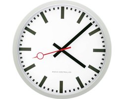 EUROTIME 59530-07 Wandklok Zendergestuurd 35 cm Zilver Slepend uurwerk (geluidsloos)