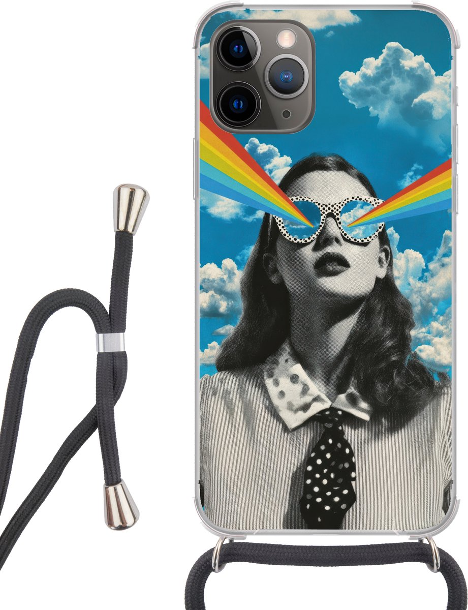 Vrouw - Bril - Regenboog - Wolken