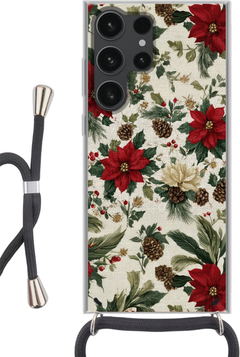 Feestelijk - Textielpatroon - Kerstbloemen - Kleurrijk