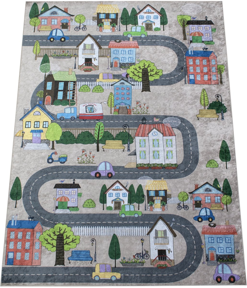 Antislip kinderkamer Tapijt - Steden & Wegen 120x170cm