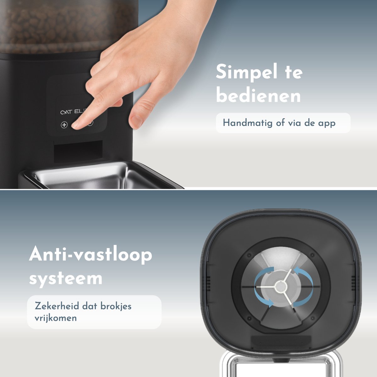 CatElite® Automatische Voerbak 6L RVS Zwart met WiFi - afbeelding 3