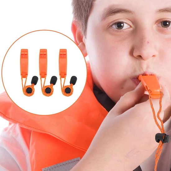 Yolev 6-delig Aluminium Noodfluitje Met Koord – Zwart, Luid, Waterdicht, Voor Outdoor, Wandelen En Kamperen