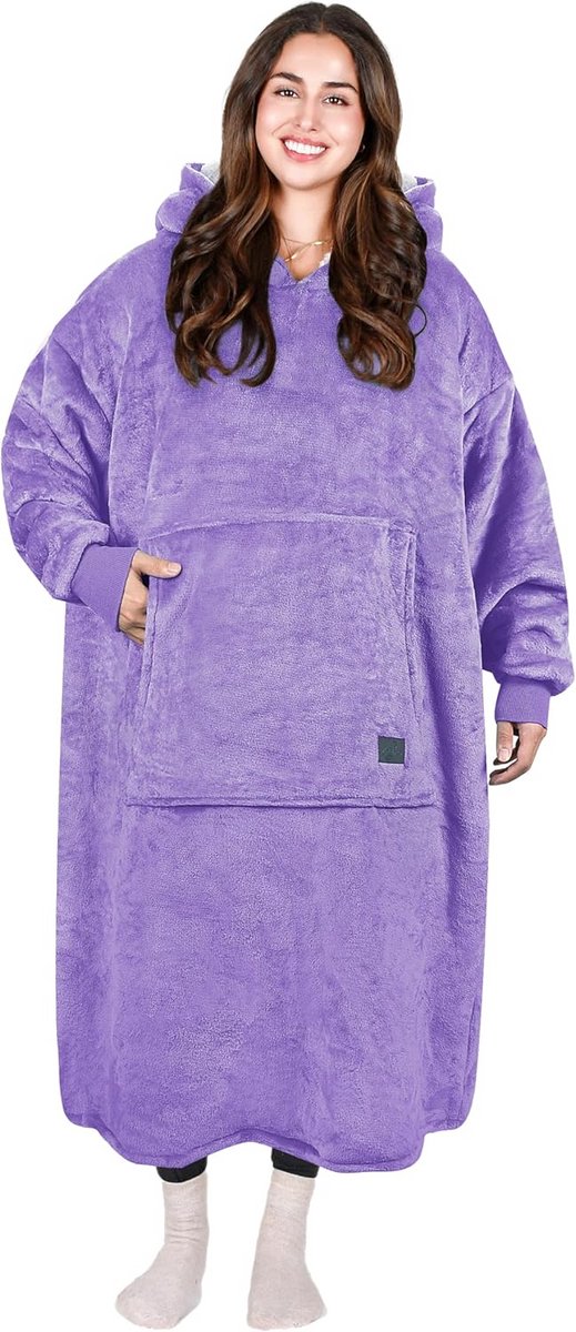 Extra Grote Warme Sherpa Hoodie Deken Voor Volwassenen - Oversized Pluche Comfortabel Draagbare Dekentrui Met Cappuchon