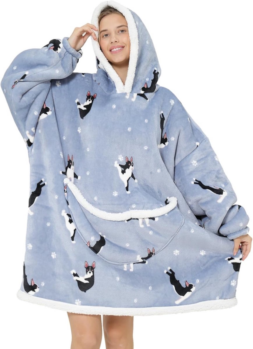 Oversized Draagbare Deken Hoodie voor Volwassenen - Warm en Comfortabele Fleece