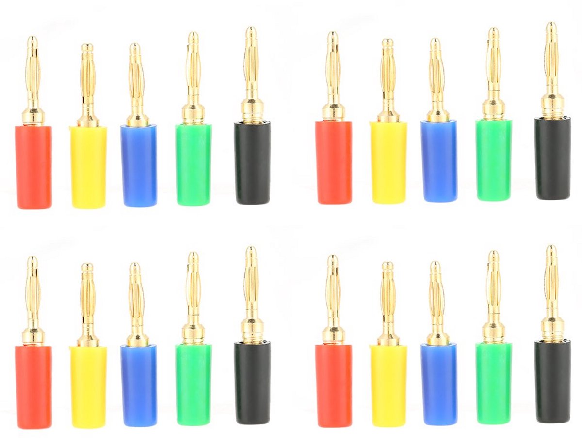 Bananenstekkers Set (20 Stuks) - 2mm Audio & Test Pluggen voor Versterker en Instrumenten