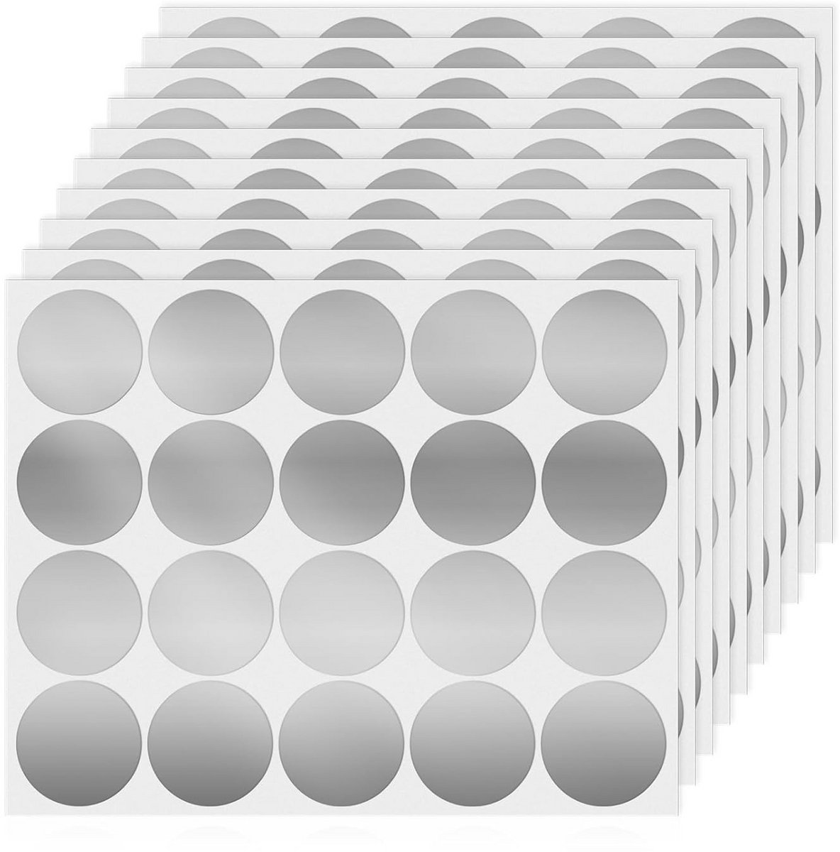 200 Ronde Zelfklevende Etiketten 50mm Zilver Vinyl Afneembaar