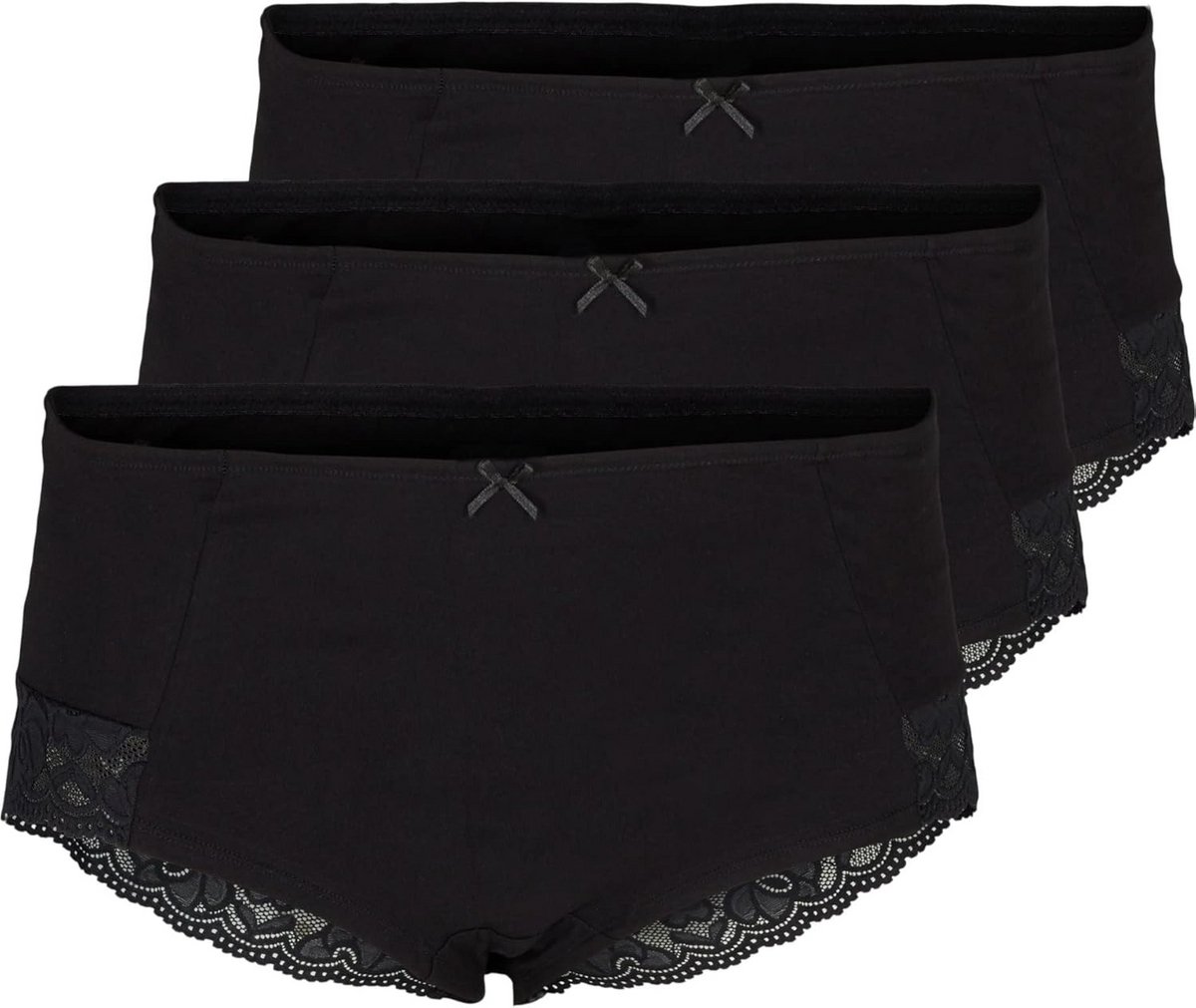Devoted by Zizzi 3-Pack Viscose Katoen Hipster Panty met Kant - Donkerrood - Maat 50