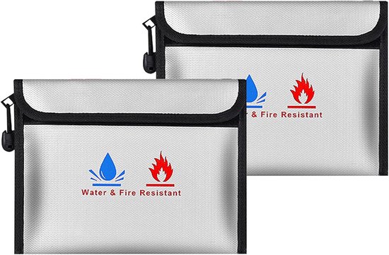 Coffre-fort ignifuge pour documents - Sac de rangement sécurisé étanche pour argent et objets de valeur (2 pièces)