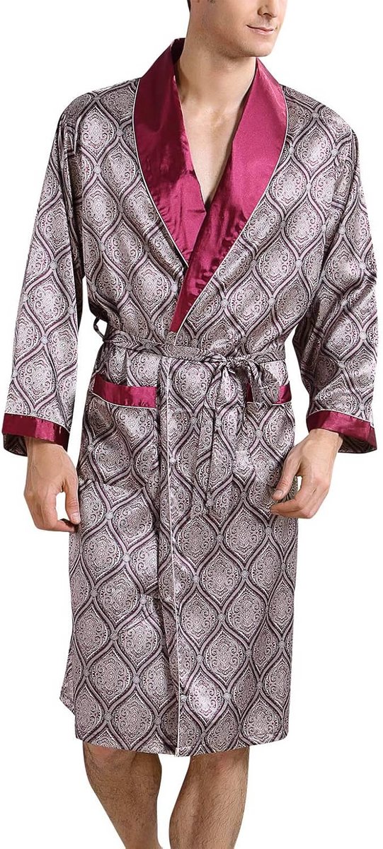 Lichte Heren Kimono Badjas van Kunstzijde voor Zomer en Herfst