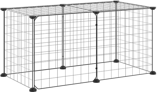 vidaXL - Huisdierenkooi - met - deur - 8 - panelen - 35x35 - cm - staal - zwart