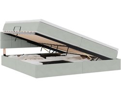 vidaXL - Opbergbed - met - LED - met - matras - Lichtgrijs - 200 - x - 200 - cm - Fluweel