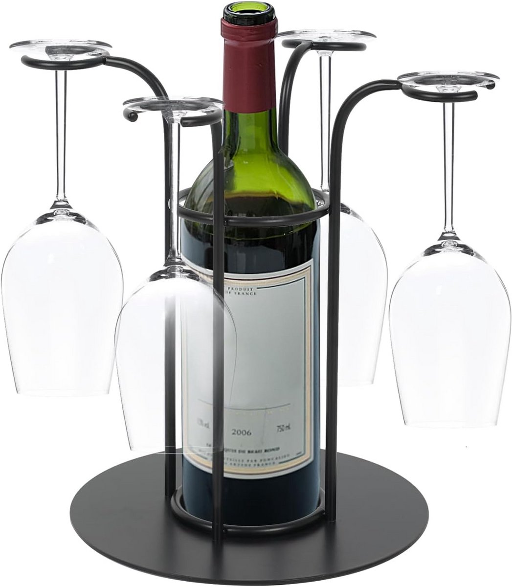 Drinkpresentatie Standaard - Cocktailhouder voor 4 Glazen en 1 Fles - Presentatierek voor Feestjes en Bar