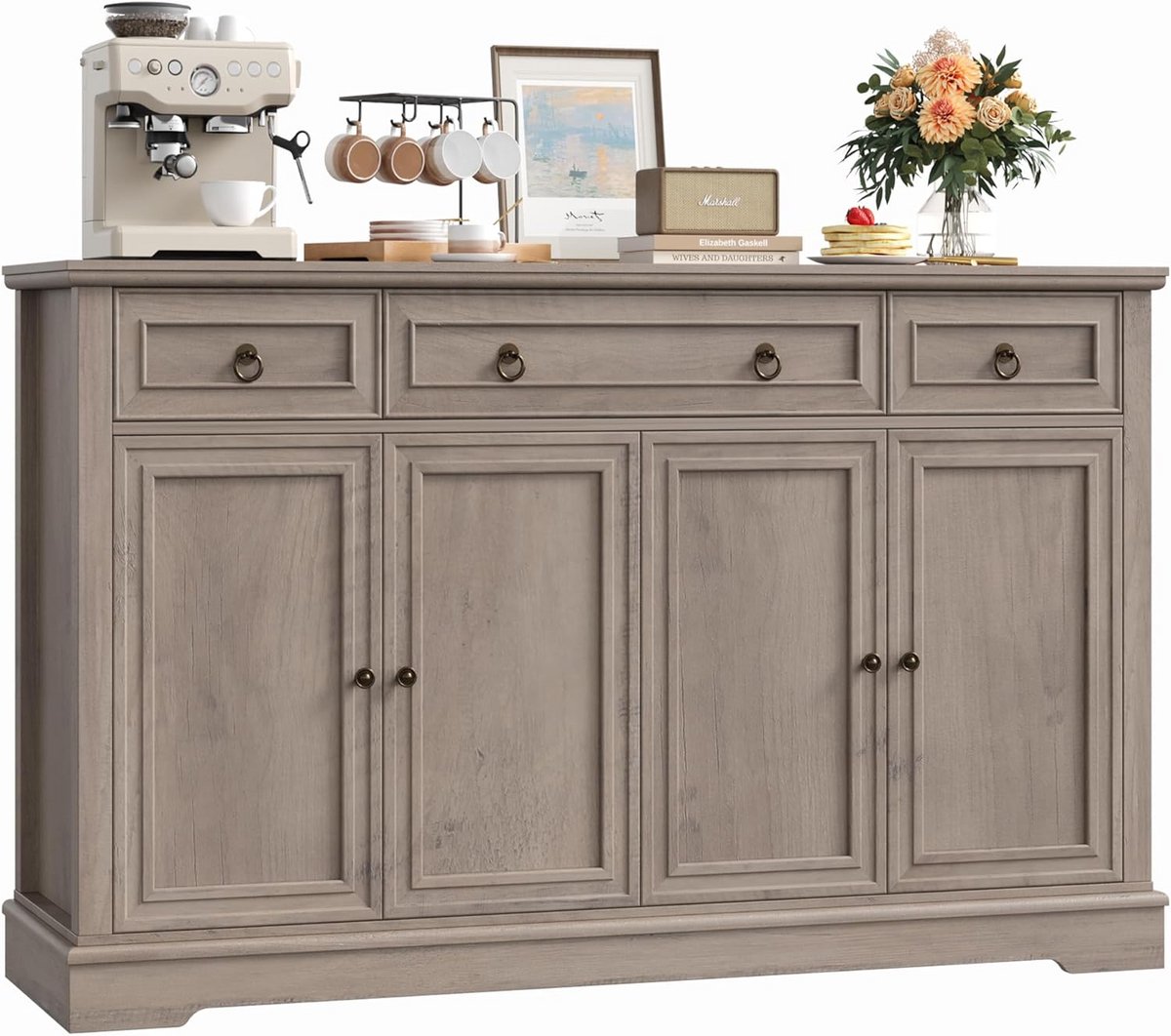 Buffetkast Dressoir met Werkblad voor Keuken en Woonkamer - 3 Laden en 4 Deuren